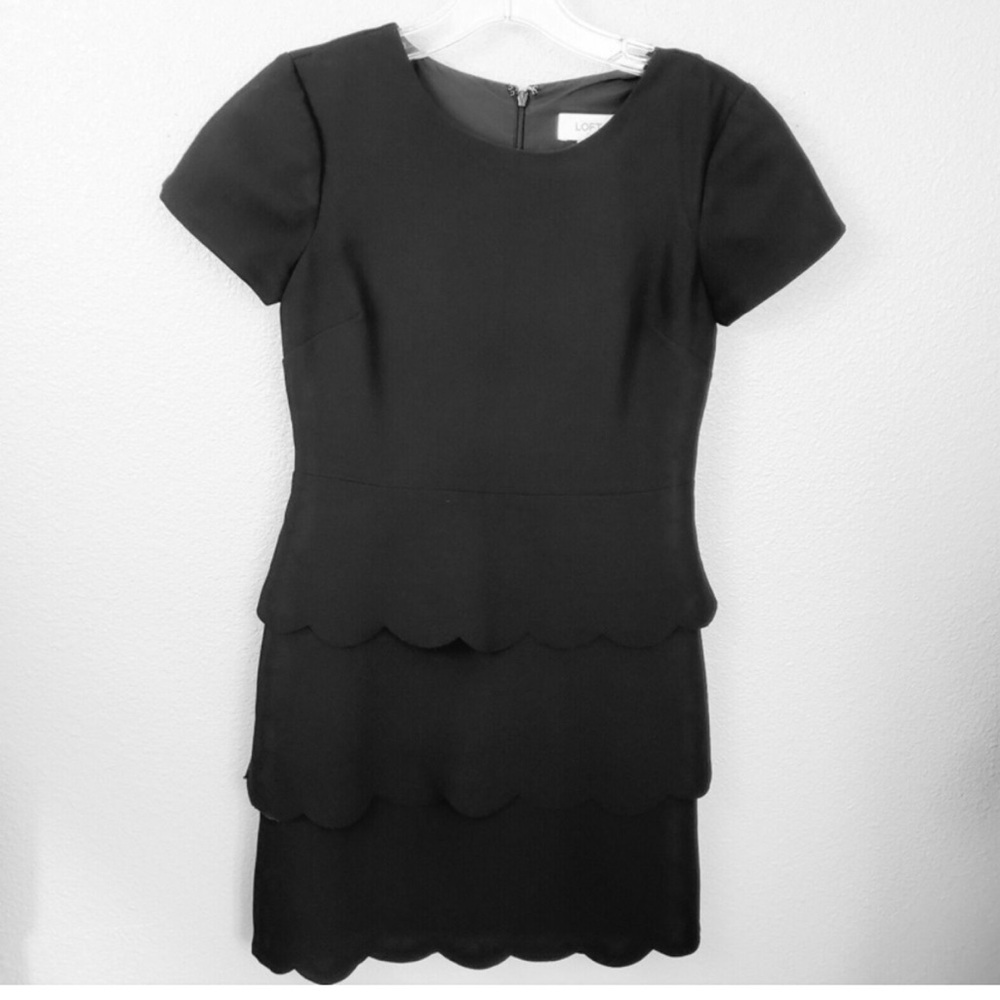 Loft Scalloped Black Dress